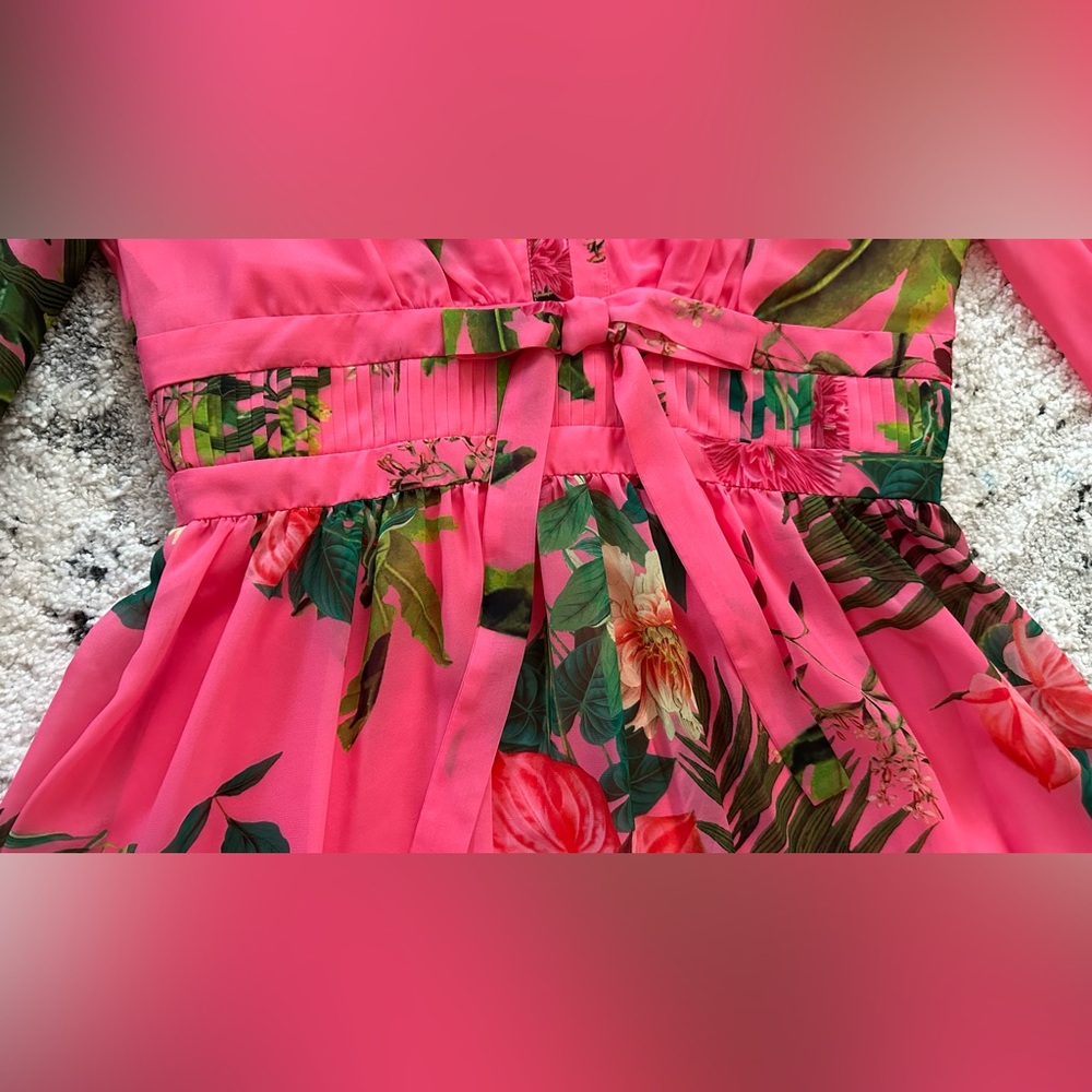 Alex Marie Vibrant Pink Floral Long Sleeve Dress - Picture 6 of 16